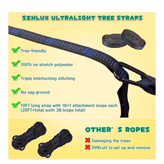 Hamac extérieur de camping respirant, hamac portable avec sac intégré, corde d'arbre et boucle en métal ESG16926