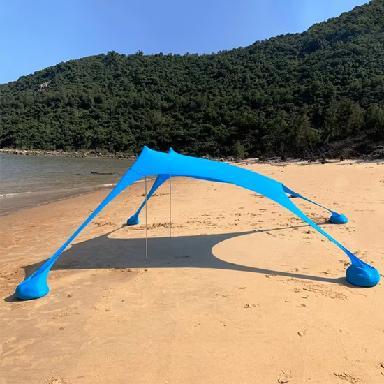 Tente de plage pop-up, abri solaire automatique instantané pour 3-4 personnes, protection UPF 50+, abri de plage portable avec sac de transport, 8 piquets en acier, 4 haubans