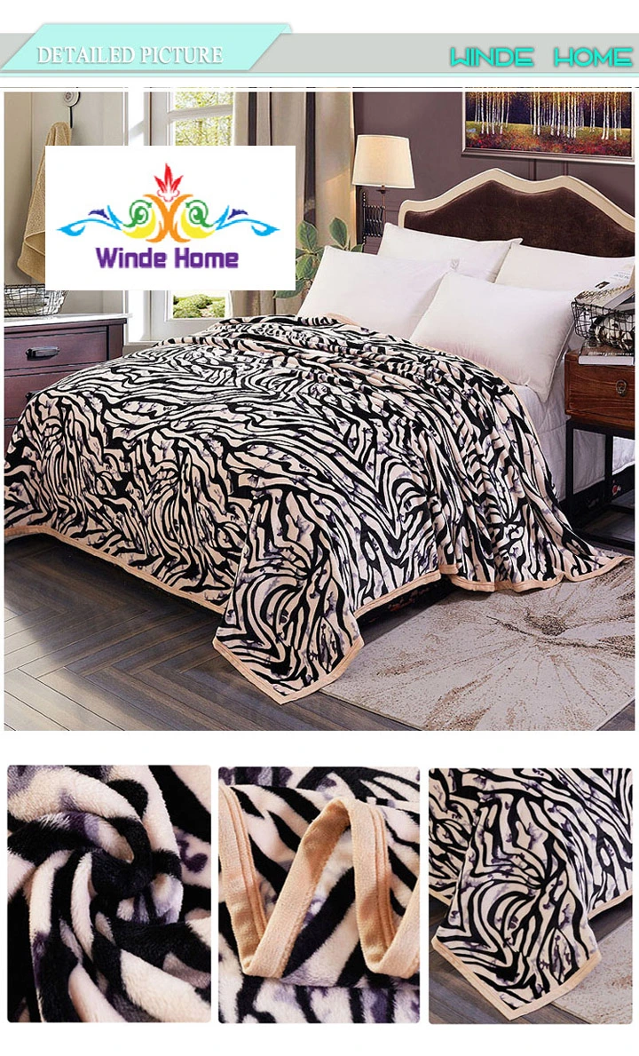 Zebra Strip Reversible Microfiber Thick Flannel Fleece Throw Warm Blanket