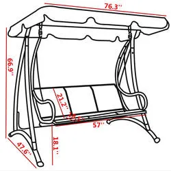 3 Seater Steel Frame Patio Garden Canopy Swing Hammock Chair