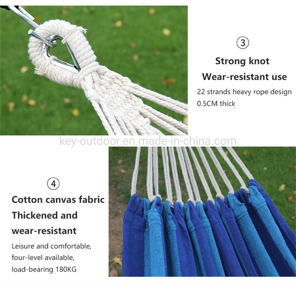 Folding Portable Camping Beach Hammock Hanging Swinging Outdoor Bed Cotton Nylon Swing Hammock